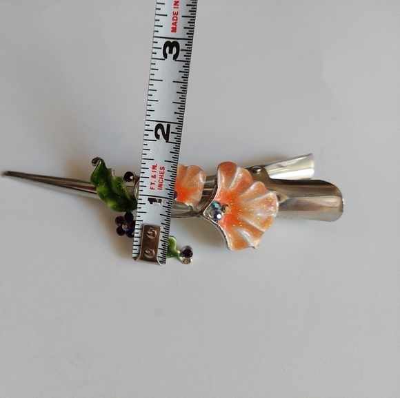 Lovely Floral Enamel 5" Hair Clip - Picture 8 of 8